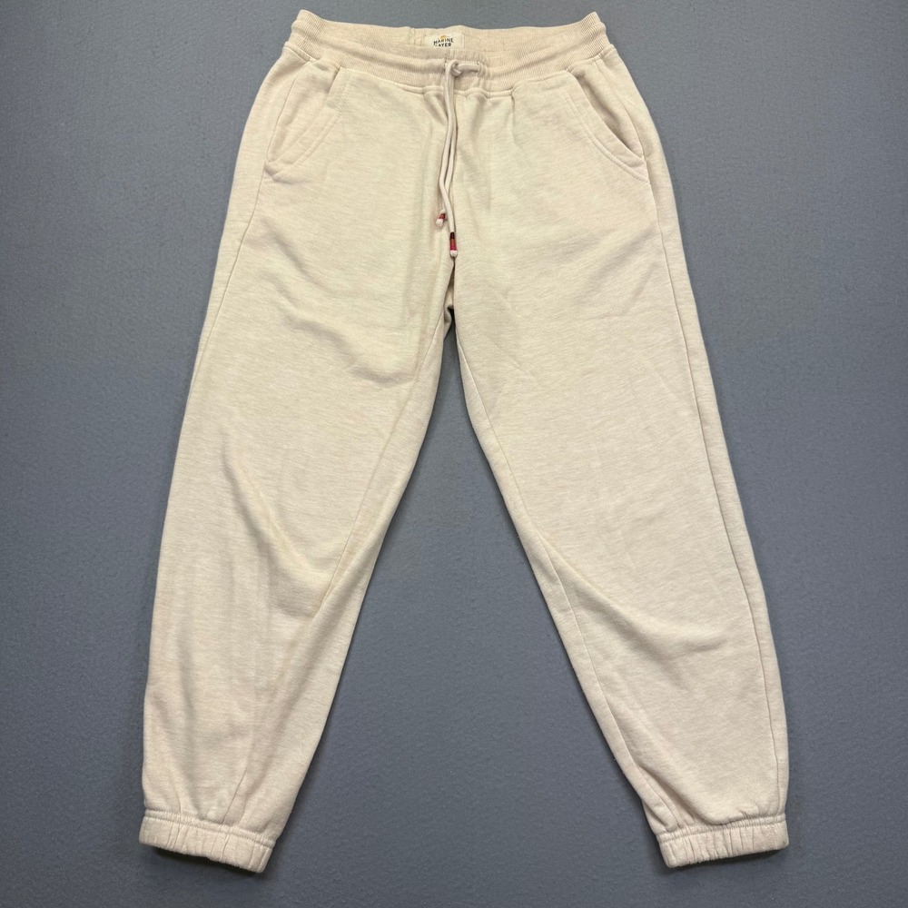 Marine Layer Cream Oatmeal Heather Jogger Sweatpants Relaxed Fit Drawstring S